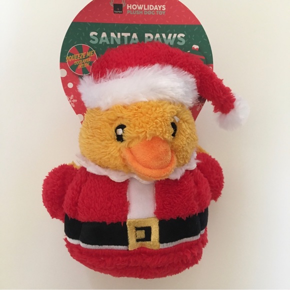 FuzzYard Dog New Dog Toy Santa Paws Duck Plush With Squeaker